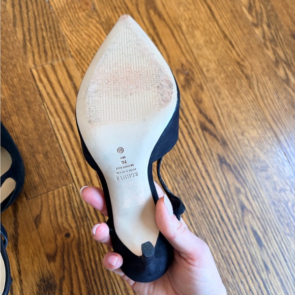 SCHUTZ Black Suede Pointed Toe Heels - Picture 3 of 3